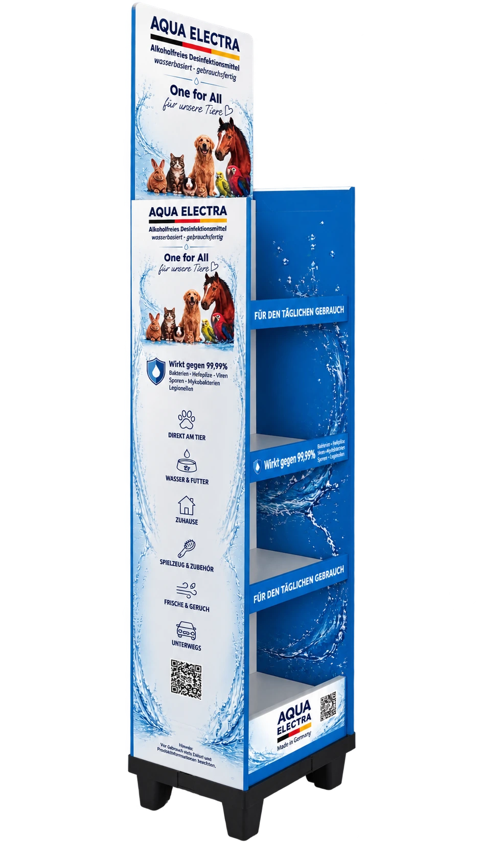 AQUA ELECTRA One for All Verkaufsaufsteller aus linker Perspektive